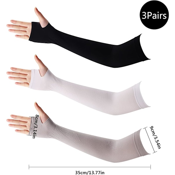 Arm Sleeves, 3 par UV-beskyttelse kølende arm sleeves til kvinder og mænd sommer sol arm cover sleeves