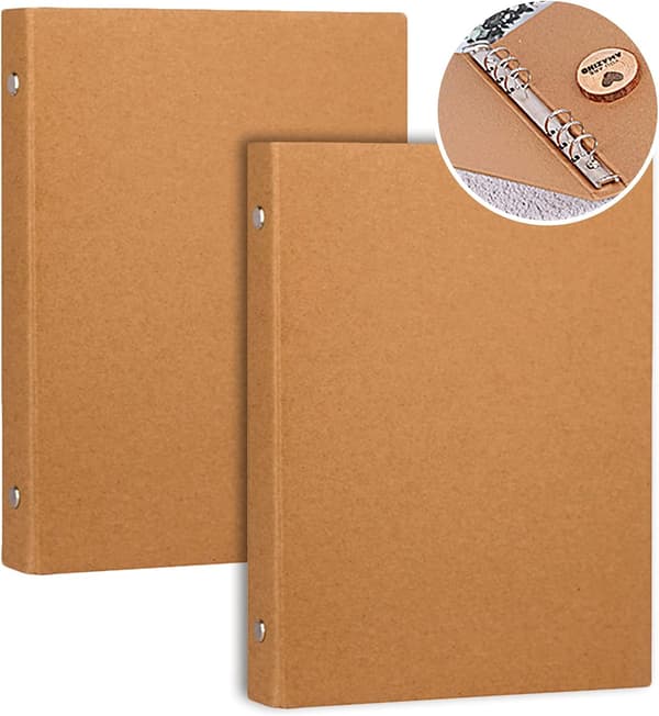 A5 6-Ringsbind, A5 Ringsbindmapper, Kraft a5 mapper til tilføjelse af brochureomslag Scrapbooking Papirer Løse ark, 2 stk