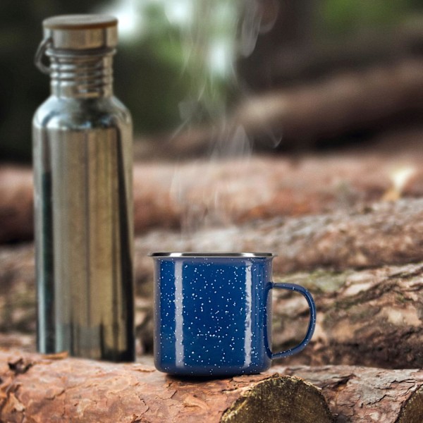 3x emaljekrus, drikkekrus i emaljeret rustfrit stål, tekande, kaffekrus til udendørs og camping, 3-delt krus-sæt