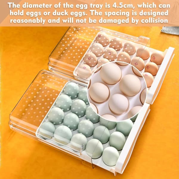 Høykvalitets PP+PET Plast Eggboks - 24.5x12x7cm Eggoppbevaring Kjøleskap Eggboks Holder 20 Egg