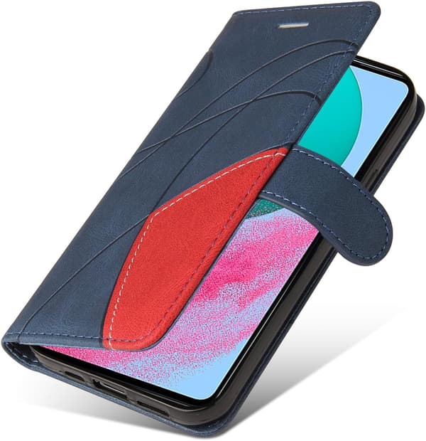Samsung A16 Mobilskal Geometriskt Stötsäkert Plånboksfodral PU Läder med Kortfack Vikbart Ställ Magnetisk - Blå