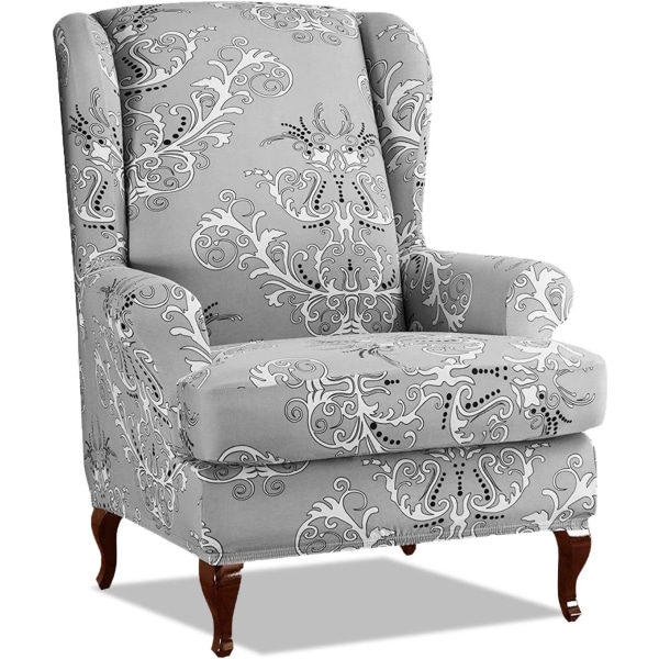 Wingback fåtölj överdrag set om 2 sofföverdrag stretch fåtölj överdrag elastiskt fåtölj överdragsskydd för stol grå