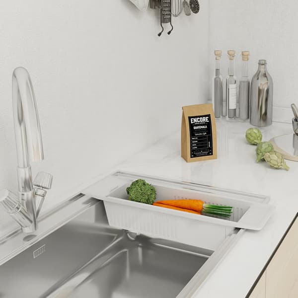 Badekarhylle i plast, 57-86 cm, justerbar lengde, baderomsoppbevaring, for badeleker, oppvaskstativ, sjampo, såpeoppbevaring