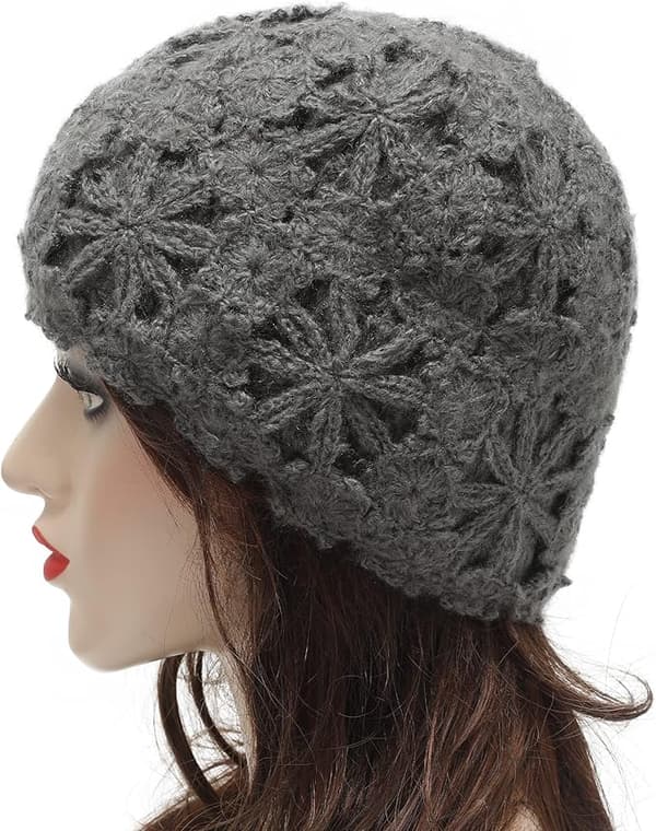 Kvinners Vinter Retro Bøttehatt Bowlerhatt light grey