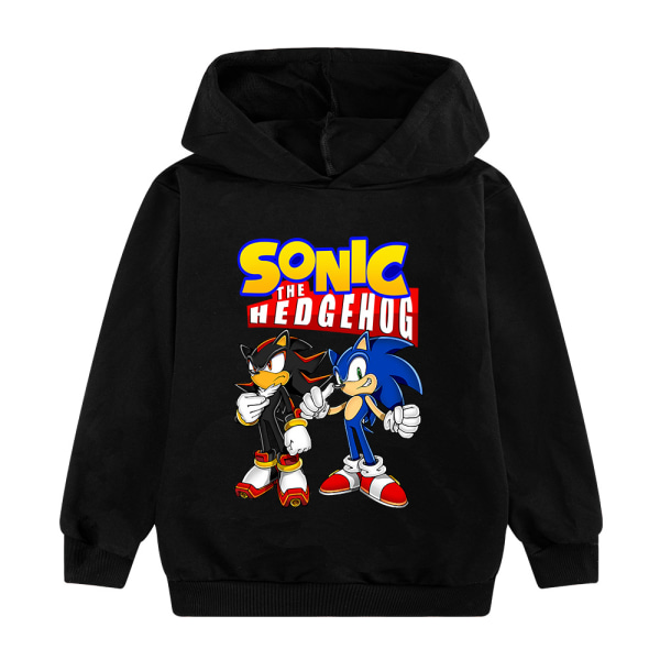 Sonic Fashion Cartoon Print Hættetrøje Sød skjorte til børn Drenge H black 130cm