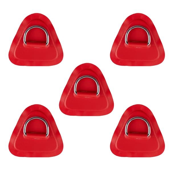 5 stycken Pad/Patch D-ringar för PVC uppblåsbar båt, kanotflotte Rostfri D-Ring Patch Jolle Kajak Surfboard Paddle Board - Red