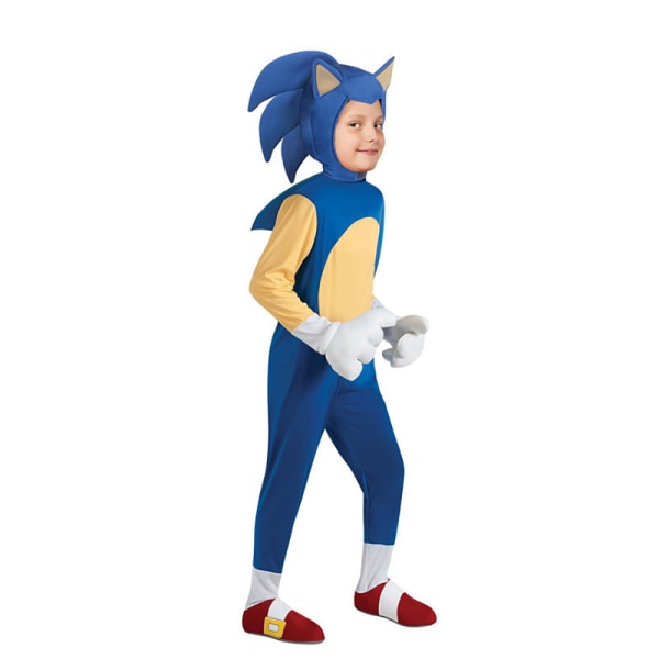 Sonic The Hedgehog Cosplay kostymeklær for barn, gutter, jenter - Overall + Mask + Handskar 6-10 år = EU 116-140