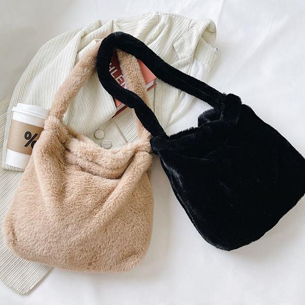 Fluffig axelväska Shoppingväska Z X khaki