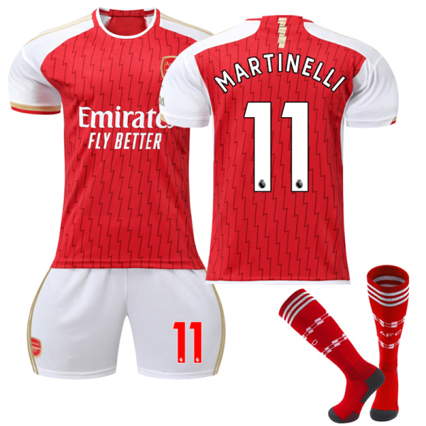 2023-2024 Arsenal hjemmefodboldsæt til børn med nr. 11 Martinelli Z sokker 28