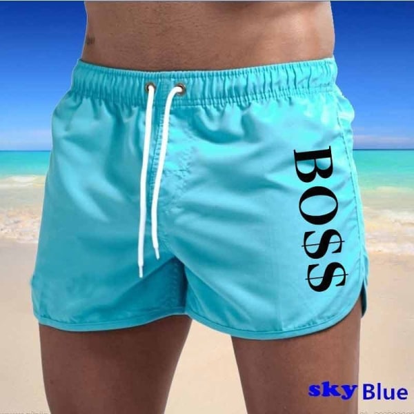 Boss Casual Fashion strandshorts til mænd svømmeshorts. Light Blue L