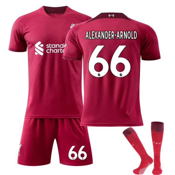 Liverpool FC 2022/23 Hjemmeskjorte Alexander-Arnold No.66 Fotballdrakt 3-delers sett for barn Voksne k 28(150-160CM)