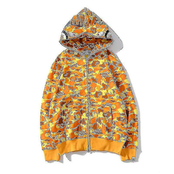Hættetrøje til mænd Camo Loose Zipper Jacket Sweatershirt til mænd Dreng H Golden 4XL