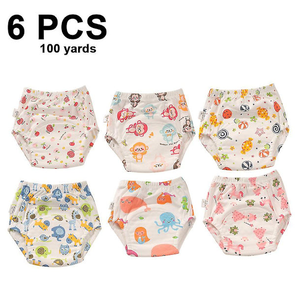 Unisex bomuld Genanvendelige Potty Træningsbukser Åndbar 6-Pack yz 100 style 4