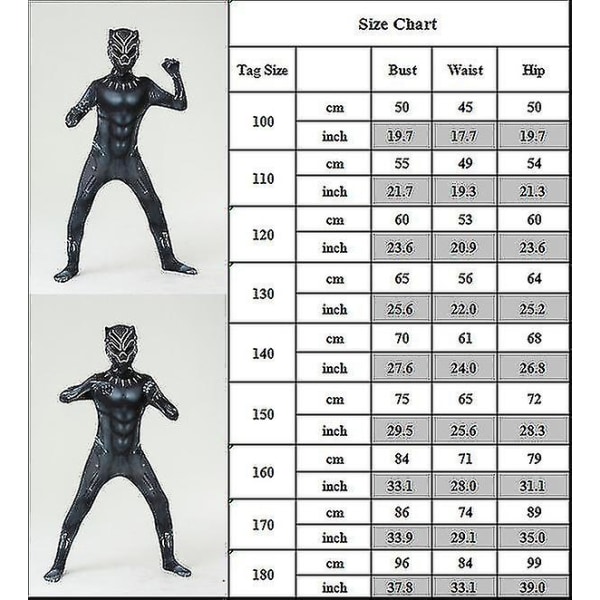 Børn Drenge Black Panther Cosplay kostume W 140