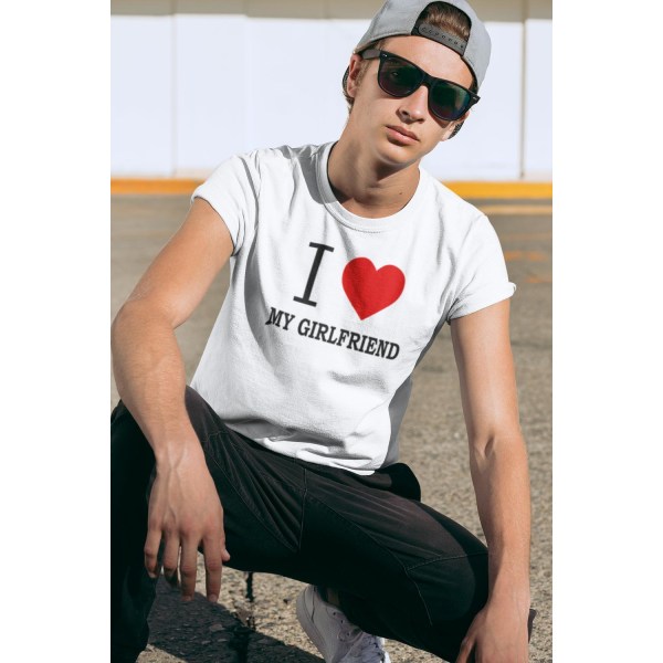 I love my boyfriend eller girlfriend t-shirt tryck unisex XXL Z X xxl