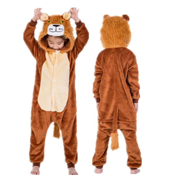 Fleece Kids Tiger Onesie Pyjamas Jul Halloween Dyre Cosplay Pyjamas Kostume Løve 130 Yards -