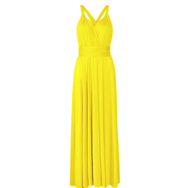 Dambandage Multi Way Wrap Convertible Maxiklänning Brudtärna Z Yellow L