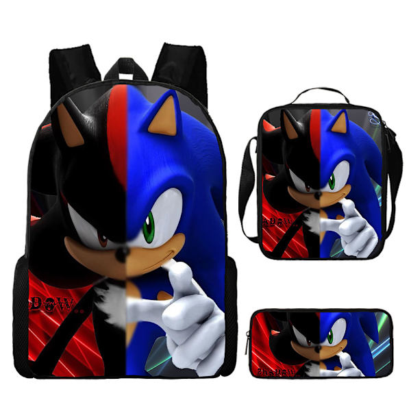 Ny Sonic barns skolväska animerad 3d- printed ryggsäck Sonic barns ryggsäck i tre set -1 #44