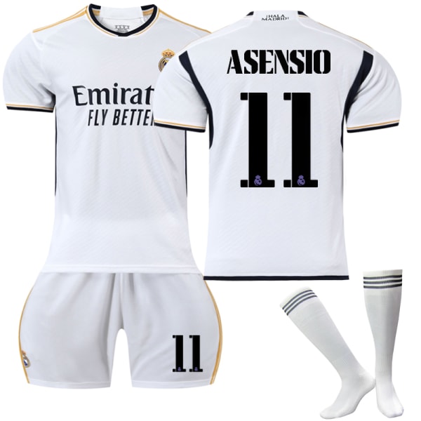 23-24 Real Madrid hjemmefotballskjorte for barn nr. Z X 11 Asensio 10-11 years