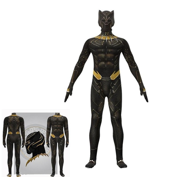 Black Panther Bodysuit CosplayParty Jumpsuit Adult Boys Costume vY 120cm