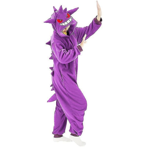 Gengar Kostume Full Body Pyjamas Halloween Jul One Piece Kigurumi til mænd Kvinder XL