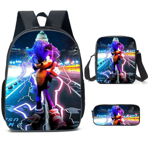Ny Sonic barns skolväska animerad 3d- printed ryggsäck Sonic barns ryggsäck i tre set -1 #22