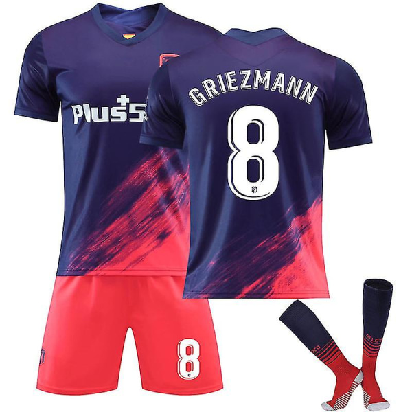 2122 New Season Atletico Madrid trøje fodboldtrøje dragt ATM Voksen børn fodbold trøje sæt Z 21 22 Griezmann 8 adults L(175-180CM)