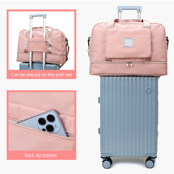 Sammenleggbar Weekendbag Vanntett Skulderveske Treningsveske Skulderremveske Sportsbag Weekendbag Reiseveske rosa Z X pink