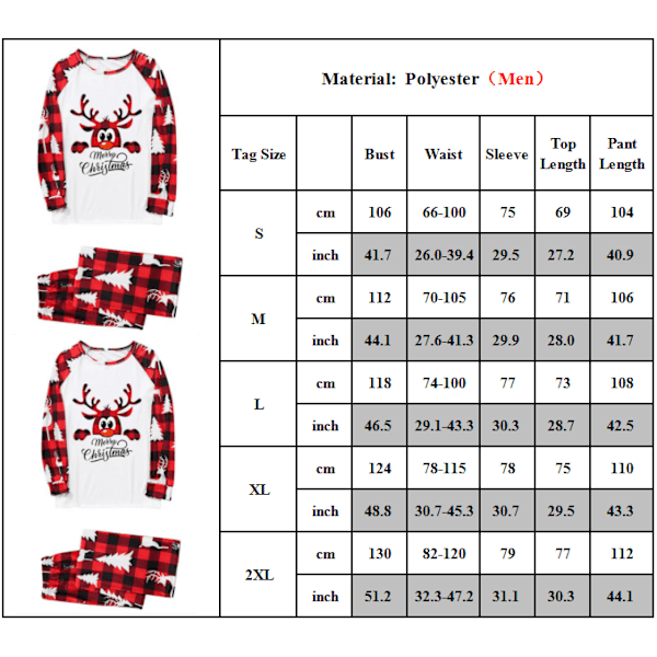 Jul Familie Matchende Pyjamas Print Natttøy Natttøy sett. Dad 2XL