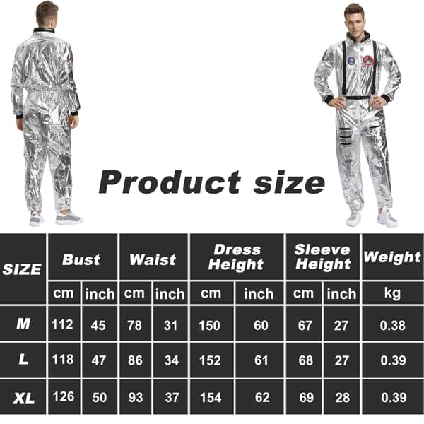 Astronaut Spaceman Cosplay kostym Silver rymddräkt W M