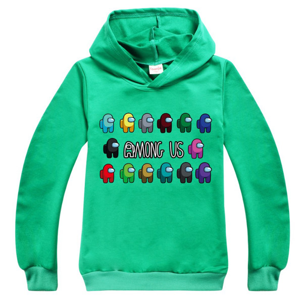 Among us Barn 3D Casual 3D Printed Sweatshirt Hoodies Pullover V green 140cm