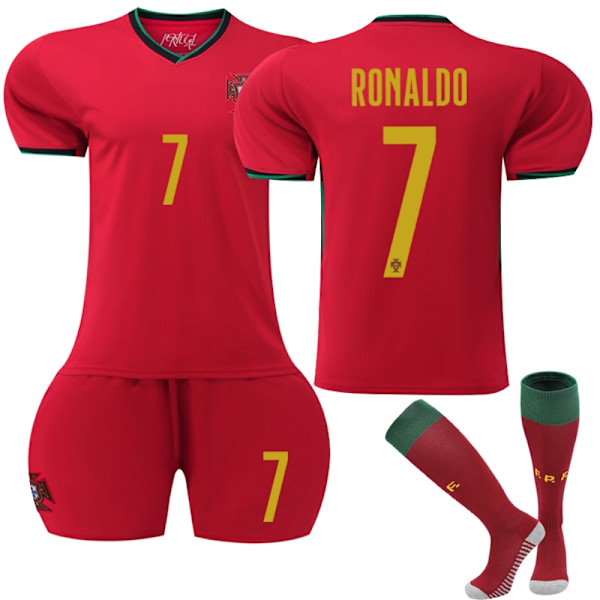 UEFA EURO 2024 Portugal Hemma fotbollströja nr 7 Cristiano Ronaldo - Perfe yz adult XS