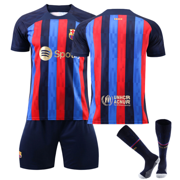 FC Barcelona Home Kit 2022/2023 jalkapallopaidan 3-osaiset sarjat lapsille aikuisille zV wz 24(130-140CM)