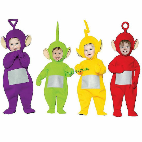 Teletubbies kostym för barn Barn Rolig Dipsy Po Laa Tinky Winky Onesie Julfödelsedagsfest Halloween kostym W Tinky Winky Costume Kids 145cm*Teletubbies