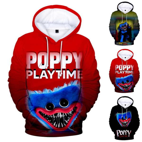 Kid Poppy Playtime 3D-printet hættetrøje Vinter asual Løs sweater H C M