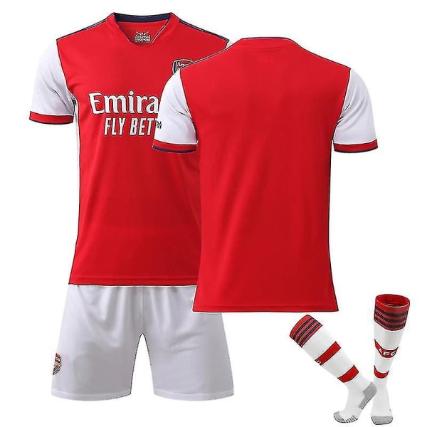 Arsenal Hjem Barn Herre Fotballsett Fotballdrakt Treningsskjorte dress 21/22 Aubameyang / Simth / Saka / Pepe vY Unnumbered adults XS(160165CM)