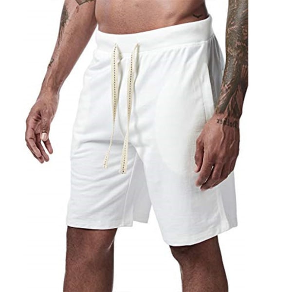 Snabbtorkande badbyxor för män i enfärgade sportshorts W white M