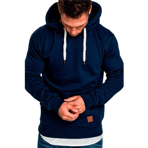 Langærmet hættetrøje til mænd Hættetrøje varm frakke New Fashion H navy 2XL