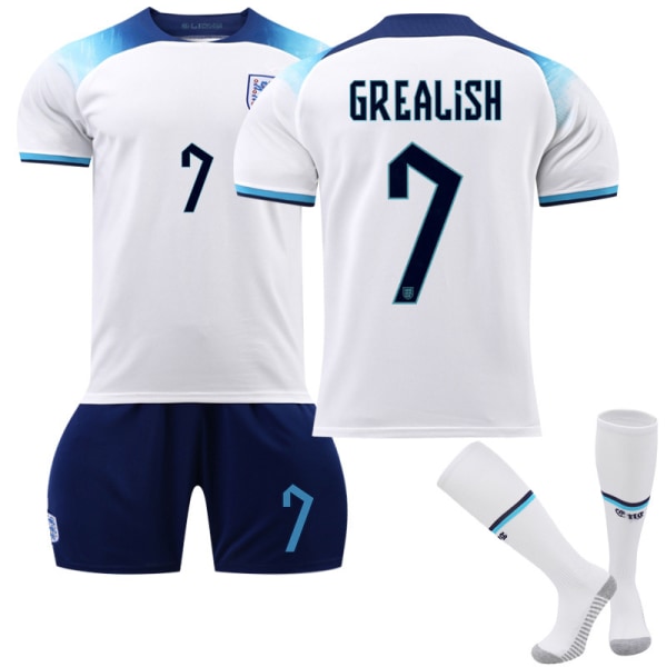 -23 World Cup England Hjemme T-shirt fodbolduniform til voksne børn W No.7 Jack Grealish 22