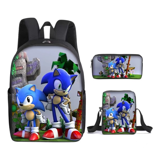 Ny Sonic skolesekk for barn animert 3d-printet ryggsekk Sonic barnesekk i tre sett -1 #36