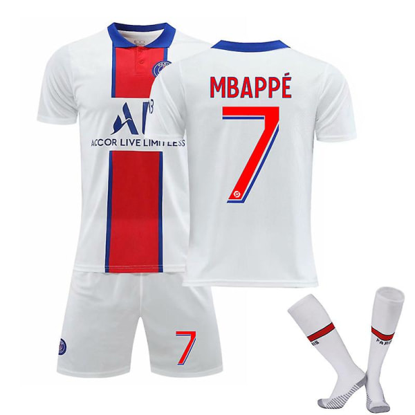 Fodboldtrøje til børn Fodboldtrøje Home Away Træningstrøje 21/22 V 20 21 Away Kit Mbappe 7 Kids 18 (100-110)