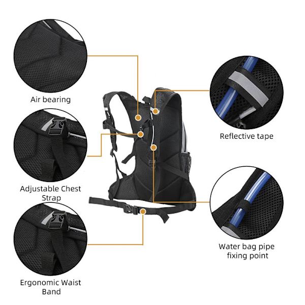 Cykel- og løberygsæk, Outdoor Reflex Large -1 Black