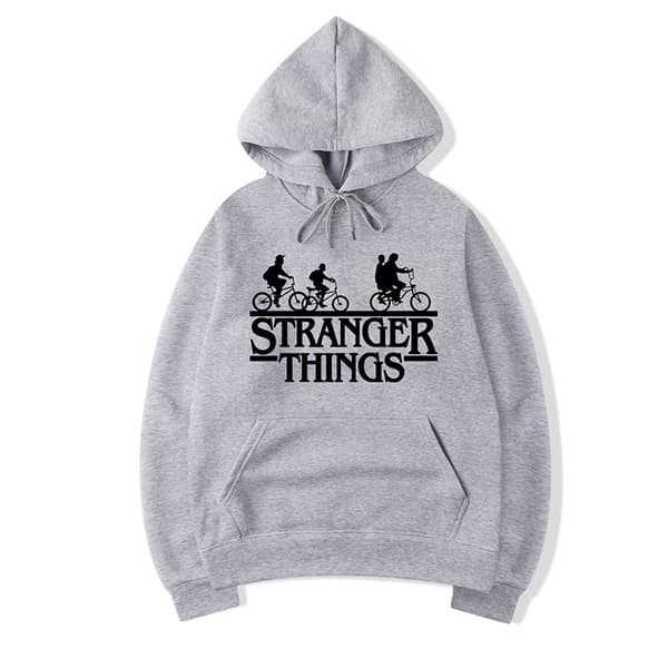 Plus Size Stranger things Hettegenser Sweatshirt Sport Gym Topper Z grey