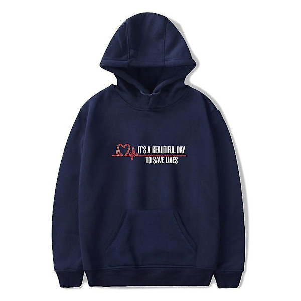 Grey's Anatomy American Drama Intern Hættetrøje Pullover Grafisk Print Hættetrøjer - Blue M