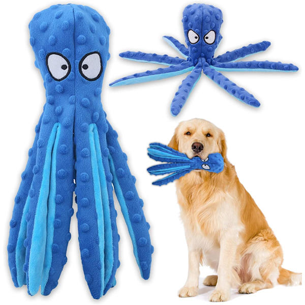 Beeping Dog Interactive Toy, Ikke-utstoppet Octopus Dog Chew Toy W Blå