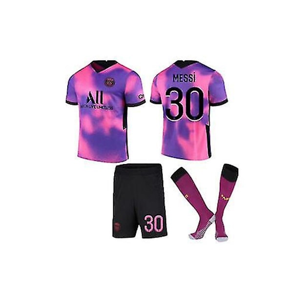 21/22 Hjemme Barn Fodboldsæt Trøje Fodboldtrøje Træningsdragt Z 20 21PSG Fourth Away Messi 30 S