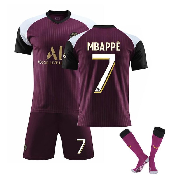 Fotbollströja för barn Fotbollströja Hemma Borta Träningströja 21/22 V 20 21 Third Kit Mbappe 7 S