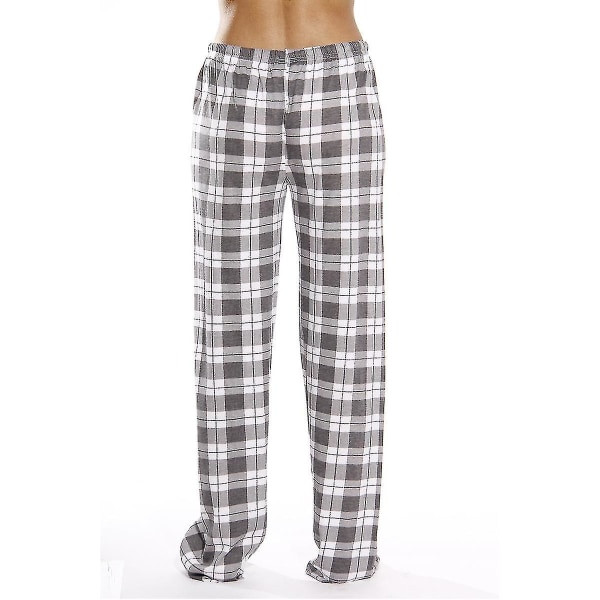Pyjamasbyxor för kvinnor med fickor, mjuka flanellrutiga pyjamasbyxor för kvinnor gray L