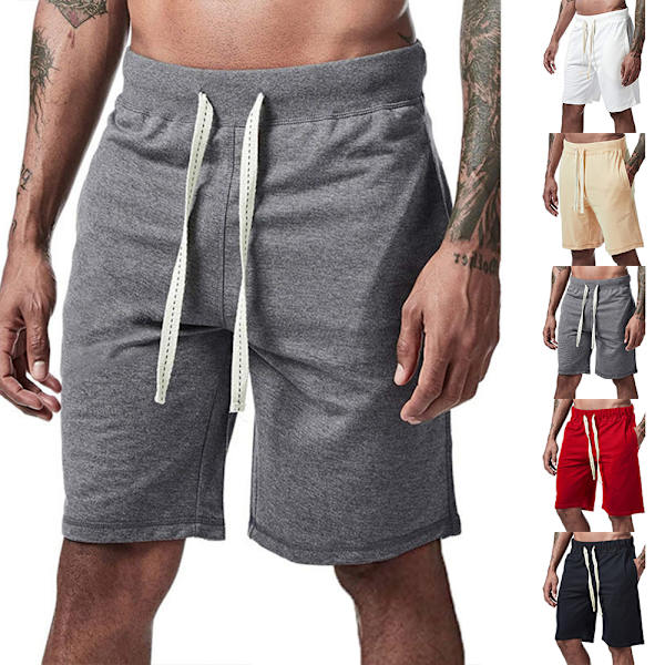 badebukse for menn med nabb i ensfarget sportsshorts W apricot S