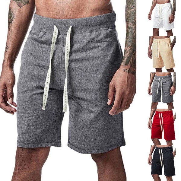 Snabbtorkande badbyxor för män i enfärgade sportshorts dark grey dark grey M